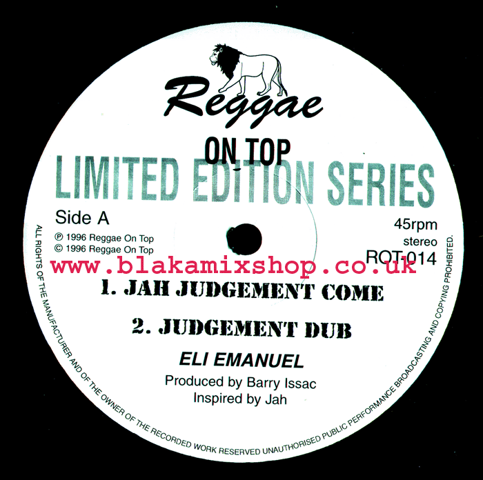 12" Jah Judgement Come[4 Mixes]- ELI EMMANUEL