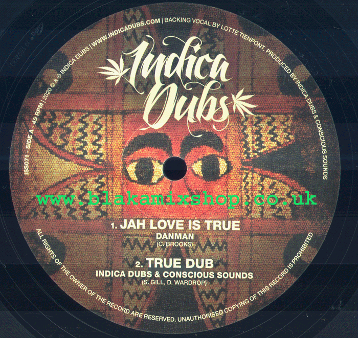10" Jah Love Is True/Spirit Of H.I.M DANMAN/INDICA DUBS & CONS