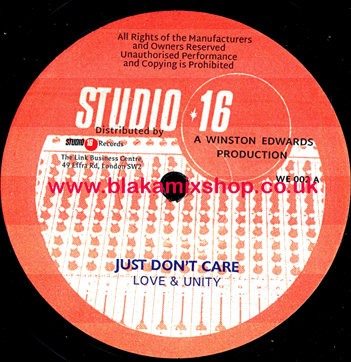 12" Just Don't Care/Cut From Master Tape LOVE & UNITY/SEARGENT