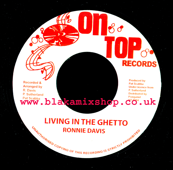 7" Living In The Ghetto/Paradise Dub RONNIE DAVIS