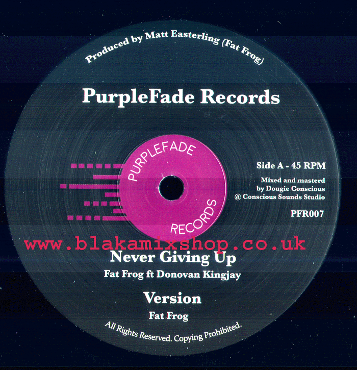 12" Never Giving Up/Melodica Cut FAT FROG ft. DONOVAN KINGJAY/