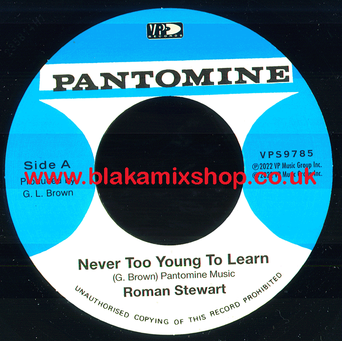 7" Never Too Young To Learn/Opportunity Rock ROMAN STEWART/BIG