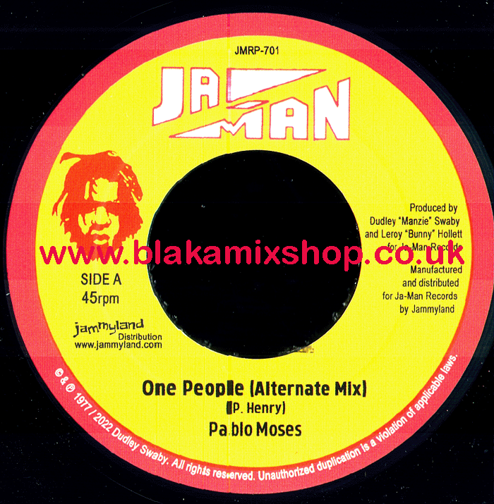 7" One People [Alternative Mix]/Dub In Unity PABLO MOSES