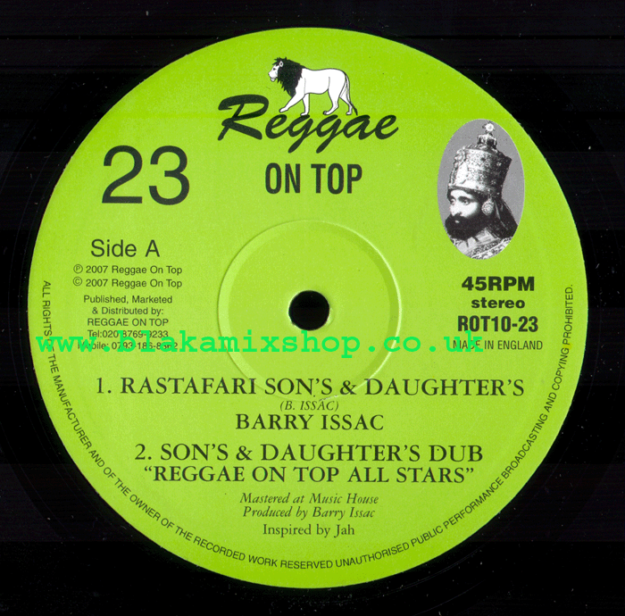 10" Rastafari Sons/Shaka Zulu Horns BARRY ISSAC/WINSTON ROSE
