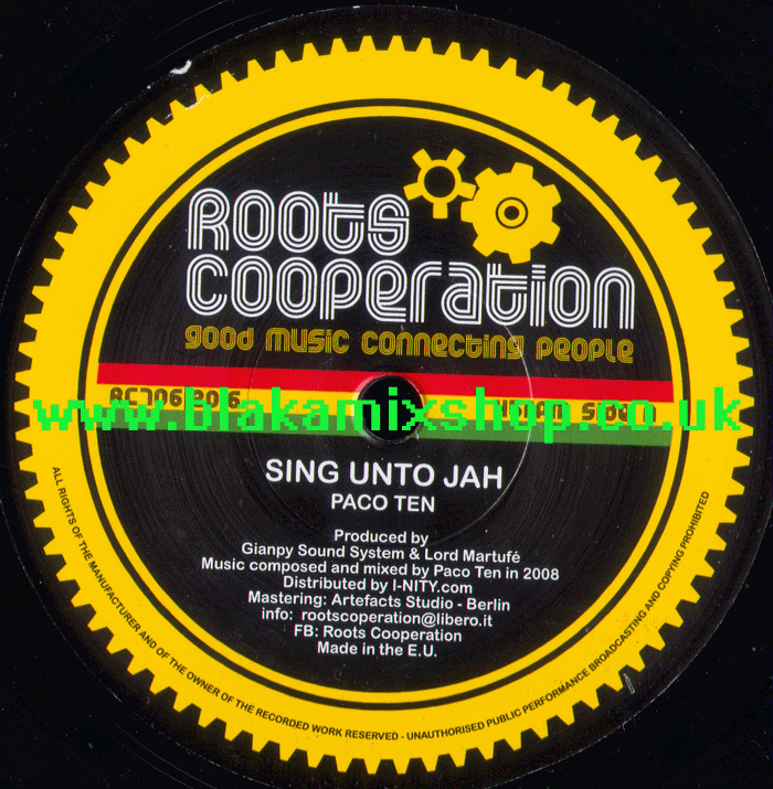 7" Sing Unto Jah/Dub PACO TEN