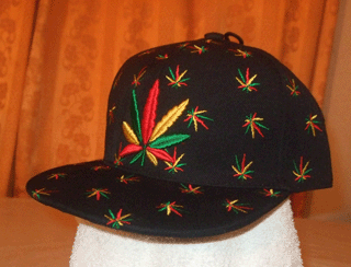 CP Red Gold & Green GANJA LEAF EMBROIDERED - CAP