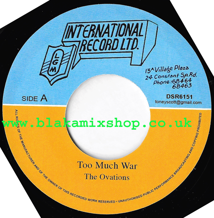 7" Too Much War/Version- THE OVATIONS